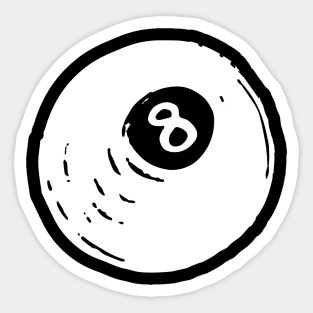 8 Ball Doodle White Sticker